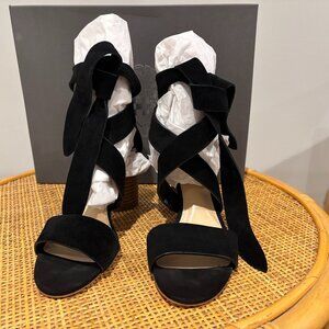 Vince Camuto Black Suede Jeneve Ankle Tie Sandal